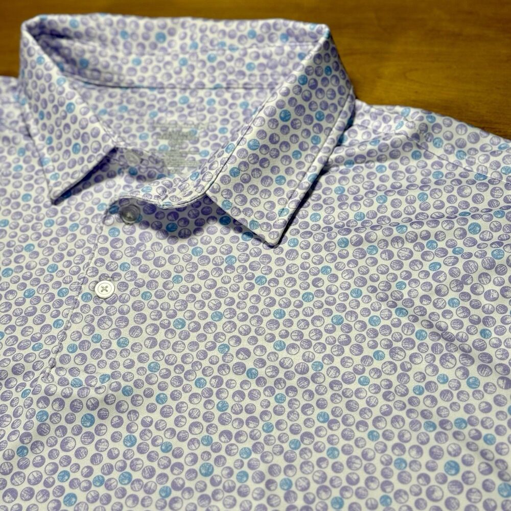 Member's Mark Men's Golf Ball Print Wicking Performance Polo Purple Size XXL